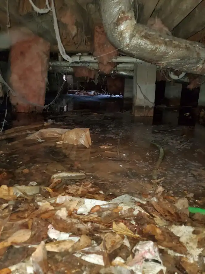Crawl space flood assessment for Commercial Water Damage Restoration in Dunn