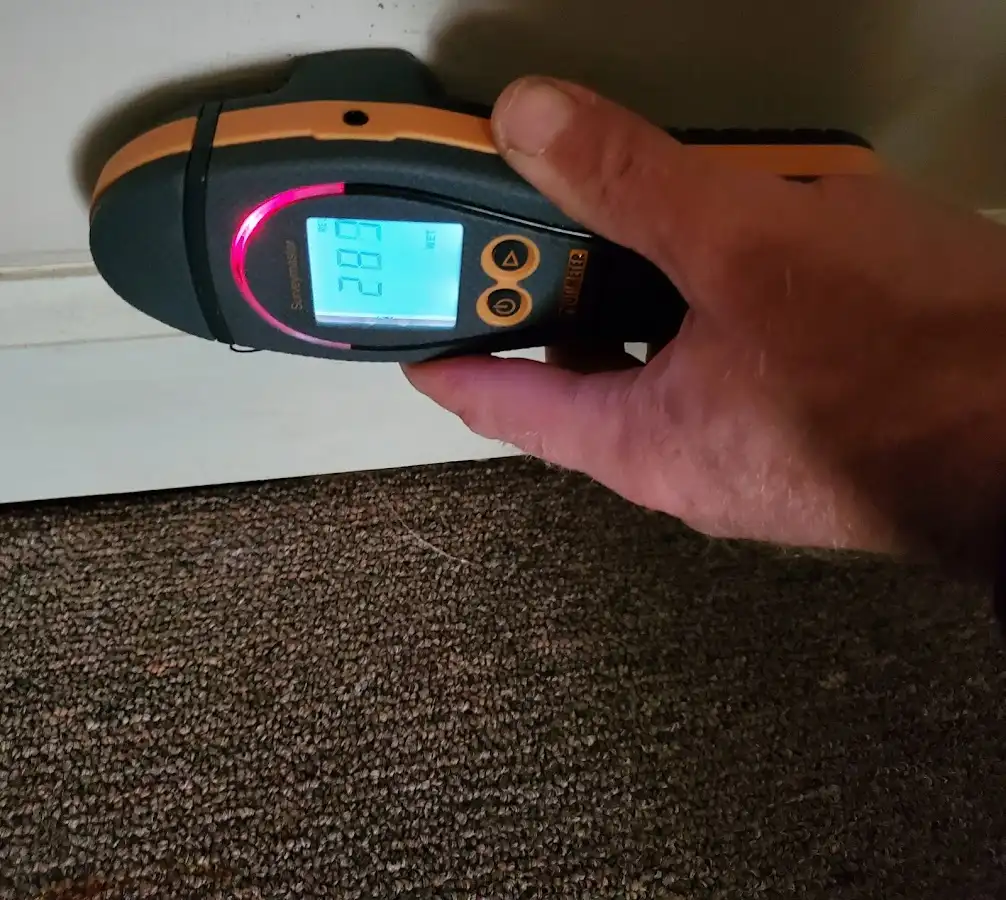 Moisture detection at baseboard during Burst Pipe Cleanup in Dunn